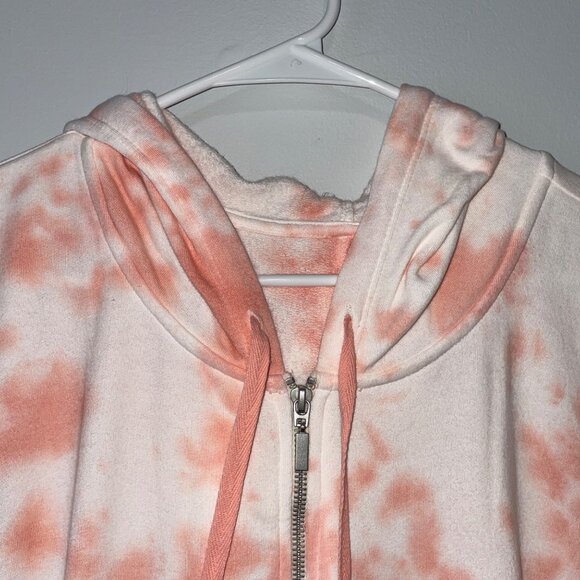 Livi Tie-Dye Hood Jumpsuit Zip Front Short Sleeve Pink/Peach & White Size 30/32 - Picture 7 of 7